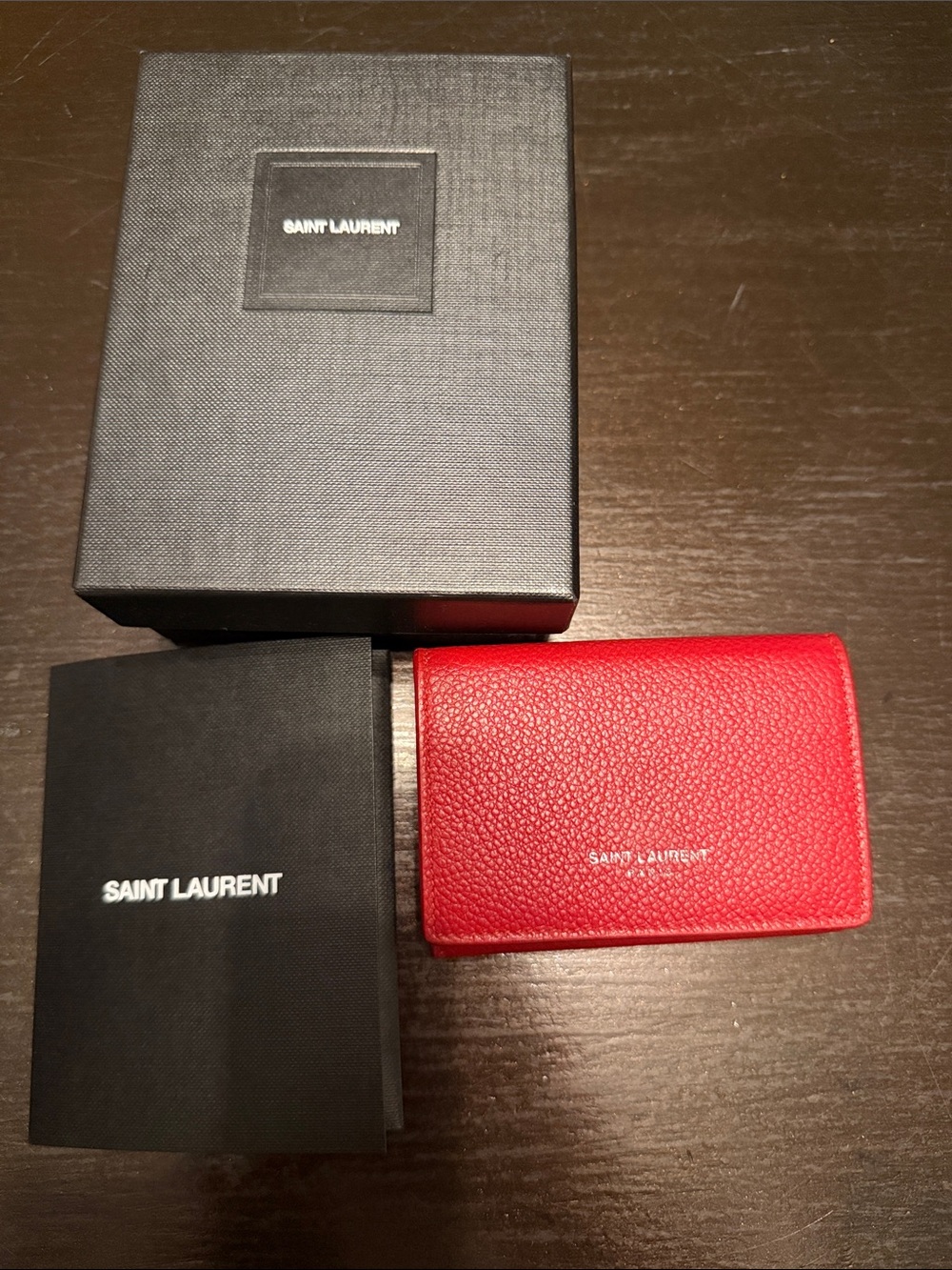 Saint Laurent Red Leather Card Wallet